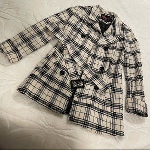 Plaid Double Breasted Trench Coat